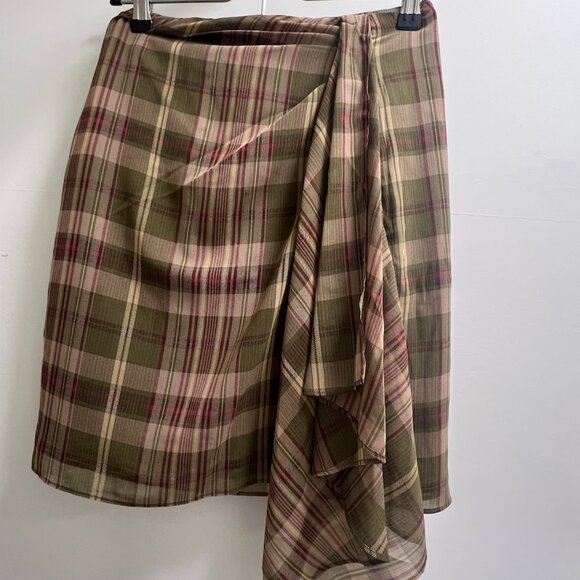 Ralph Lauren NWT Plaid Ruffle-Trim Georgette Skirt (Size 10) - Picture 5 of 9